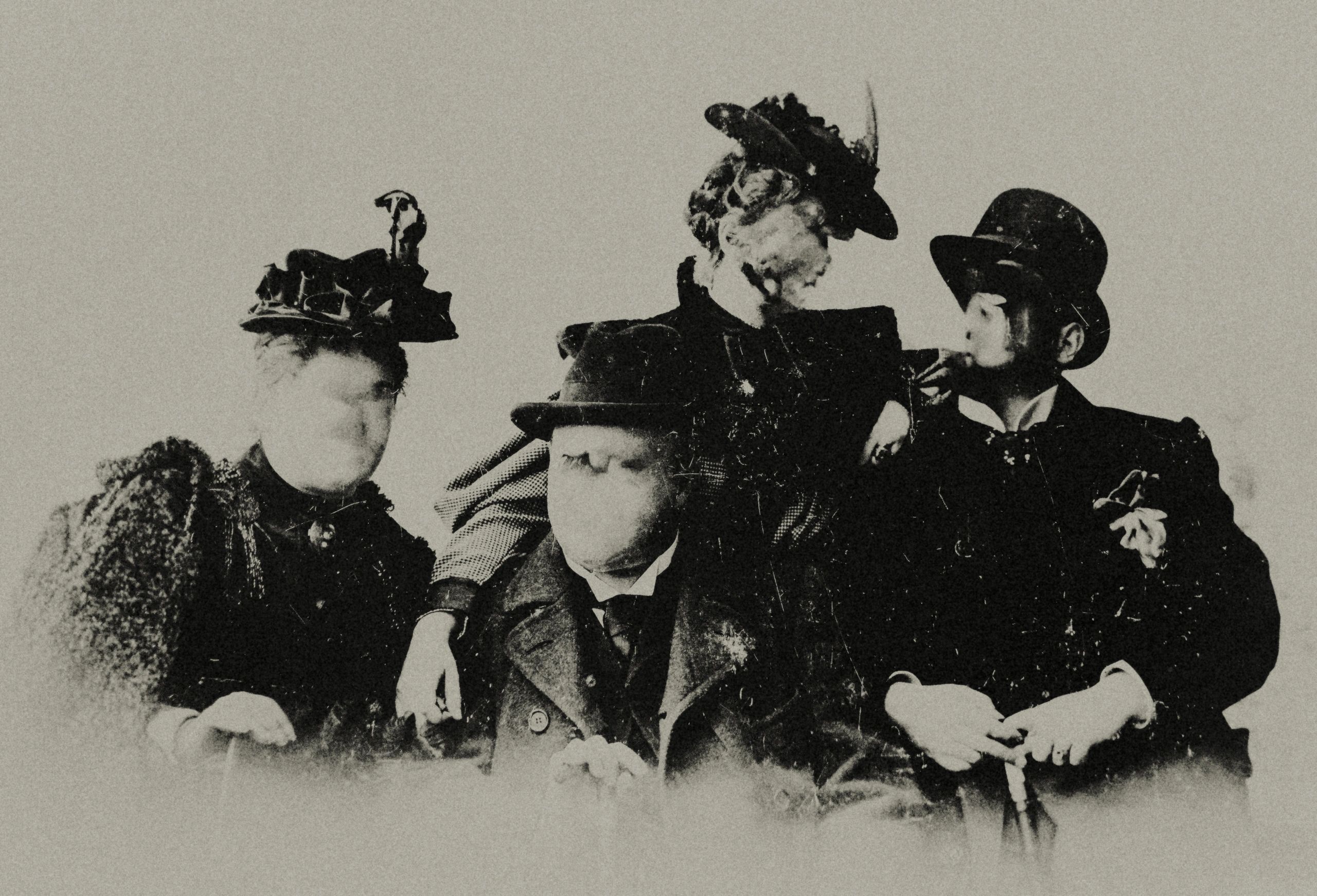 Old portrait photograph of two couples