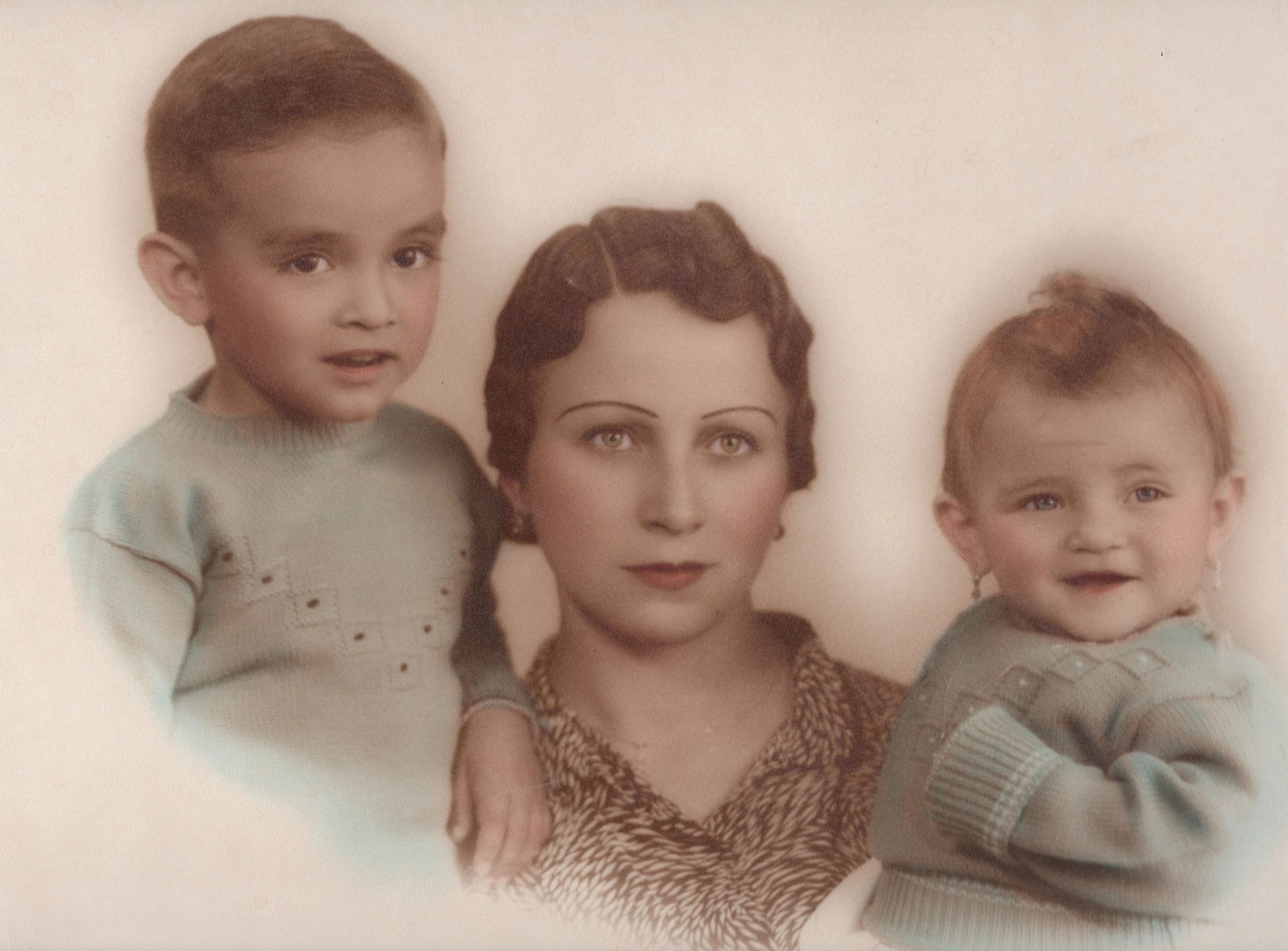 Black and white family portrait from the 1940s